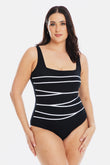 Chlorine Resistant Square Binding One Piece Swimsuit