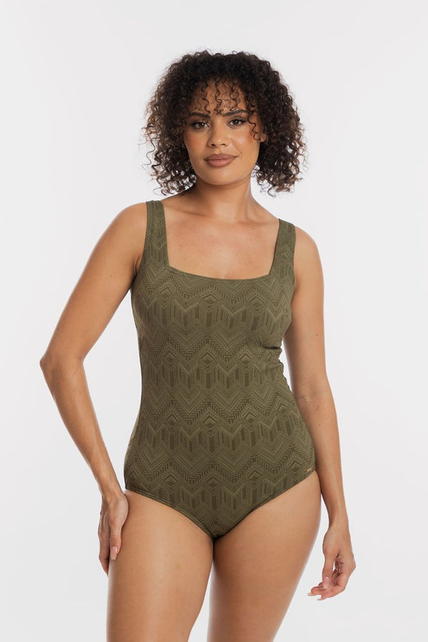 Khaki Chiseled Square Neck