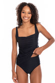 Black Ribbed Texture Tankini Set