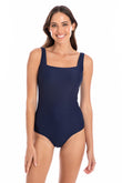 Navy Ribbed Texture Square Neck