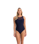 Textured High Neck Mesh - Navy - TOGS Swimwear