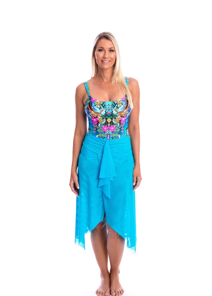 Turquoise Mesh Frill Skirt - TOGS Swimwear